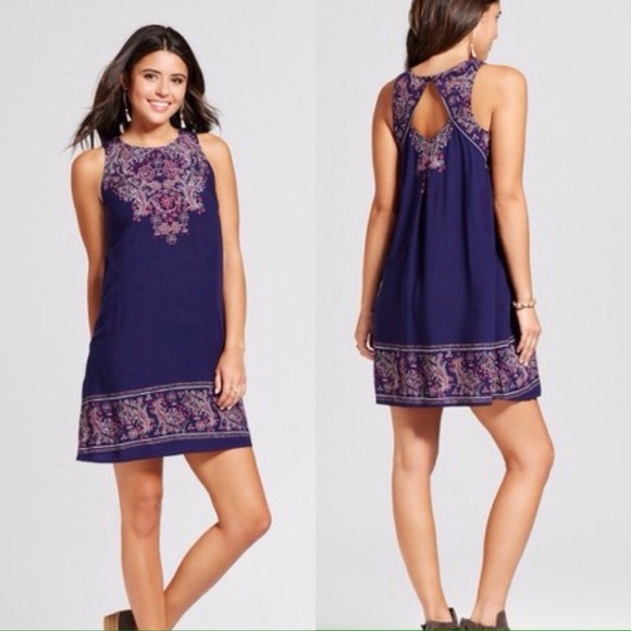Xhilaration Dresses & Skirts - Xhilaration Navy Placed Print Shift Dress - XL